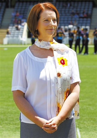 29日，堪培拉，澳大利亞總理吉拉德觀看板球比賽。