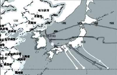 中國環(huán)保部發(fā)布的模擬軌跡圖。