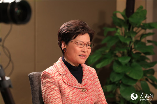 香港特別行政區(qū)行政長(zhǎng)官林鄭月娥在北京接受人民網(wǎng)專訪。人民網(wǎng)記者 賈文婷攝