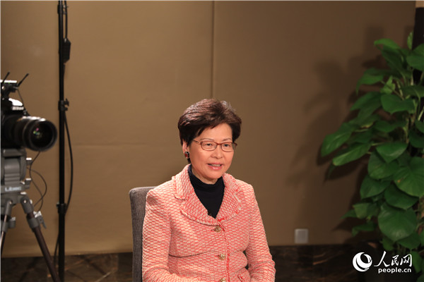 香港特別行政區(qū)行政長(zhǎng)官林鄭月娥在北京接受人民網(wǎng)專訪。人民網(wǎng)記者 賈文婷攝
