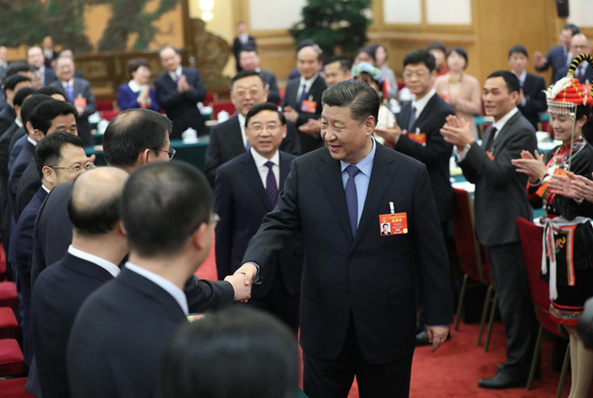 2019年3月10日下午，習(xí)近平參加十三屆全國(guó)人大二次會(huì)議福建代表團(tuán)的審議。